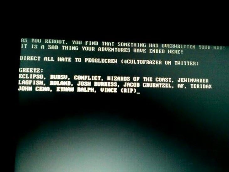 Boot screen message in the Fosshub incident