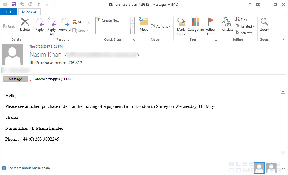 Die manipulierte PowerPoint Datei kommt mithilfe einer Phishing Mail auf den heimischen Rechner.