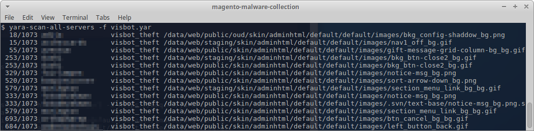 Files where Visbot usually hides credit card data