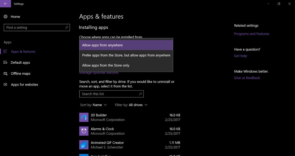 Win32 blocking feature