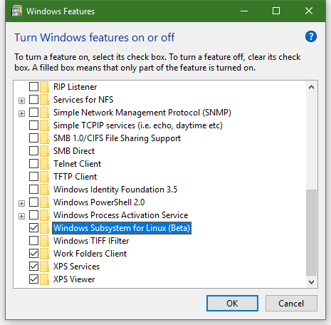 Turning on/off Windows 10 Subsystem for Linux