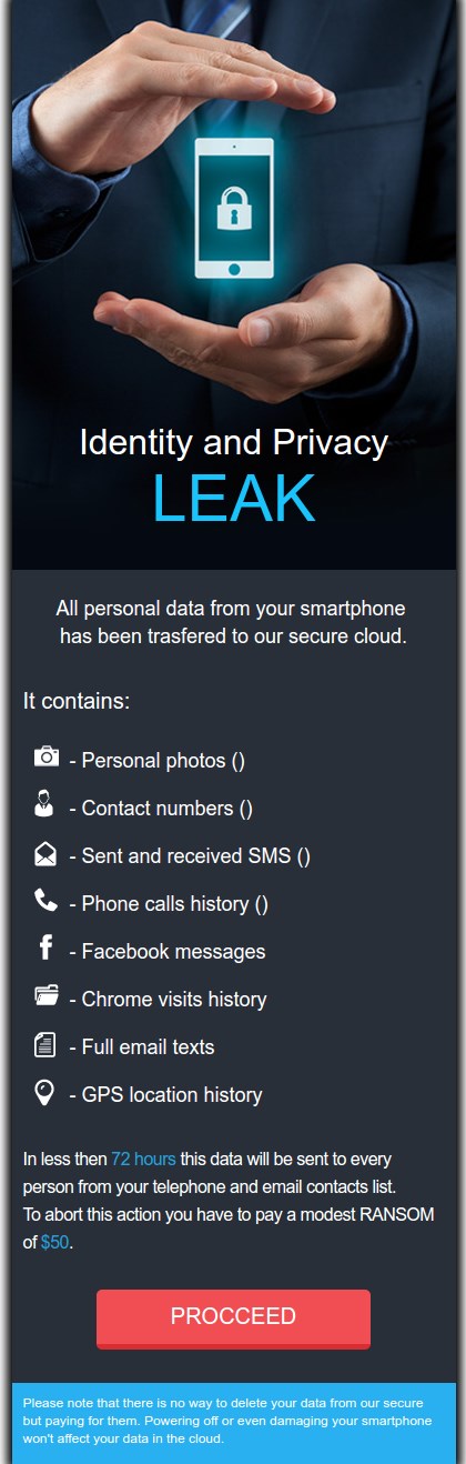 LeakerLocker ransom note