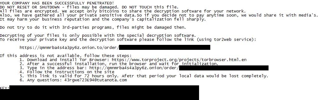 Bit Paymer ransom note