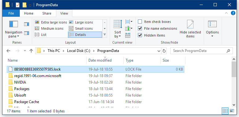 Lock file on a PC