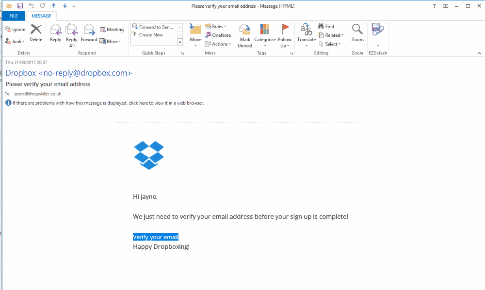 Locky Dropbox spam