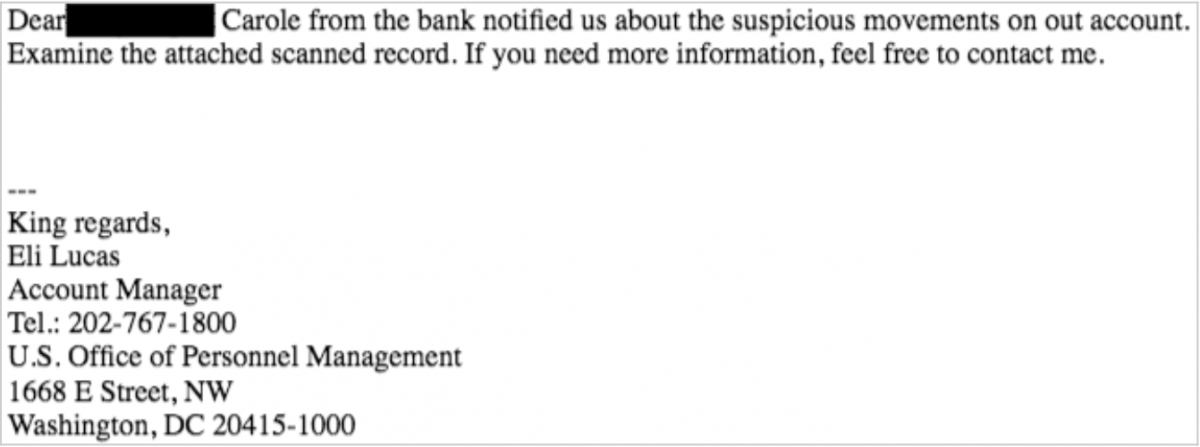 Locky spam email sample