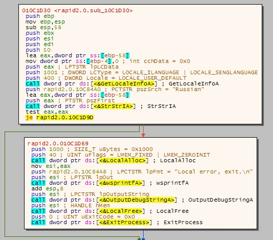 Rapid 2.0 source code section that checks PC locale