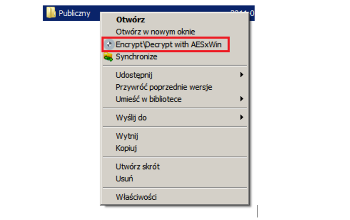 AESxWin / ransomware right-click menu option