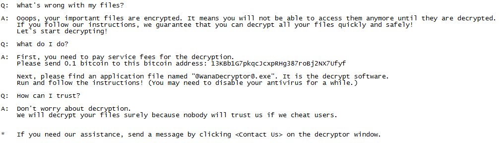 WannaCry clone ransom note