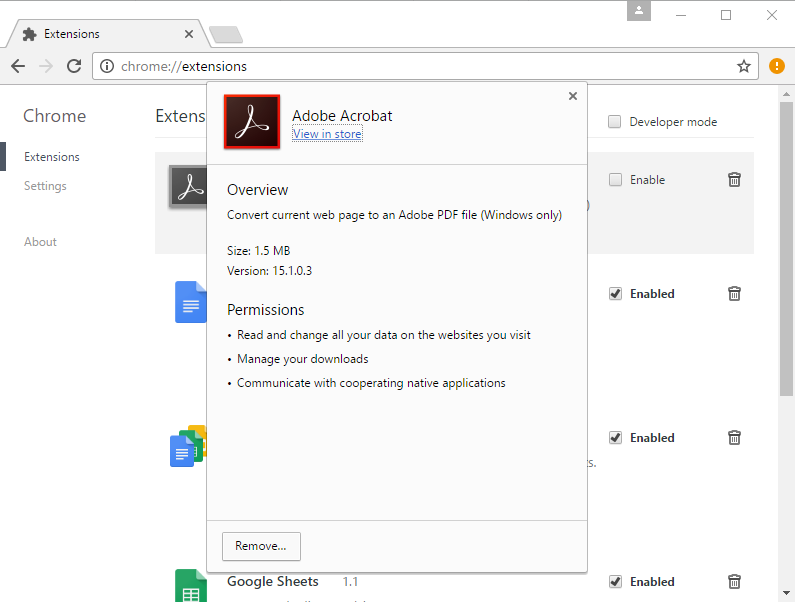 acrobat reader chrome extension download
