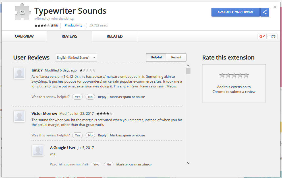 Typewriter Sounds complaints