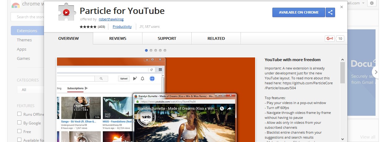 Particle extension on Chrome Web Store
