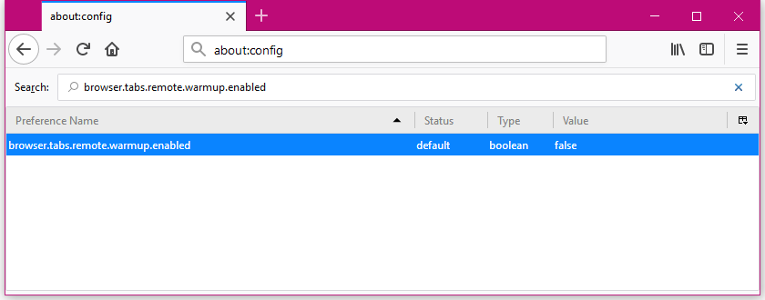 Firefox Tab Warming setting