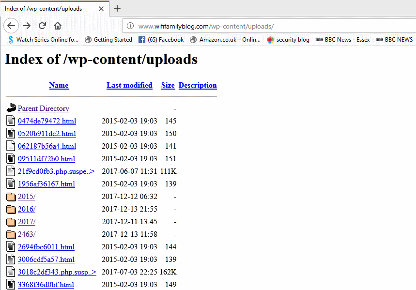 Some of the malicious files stored on the Netgear site before a vigilante deleted them