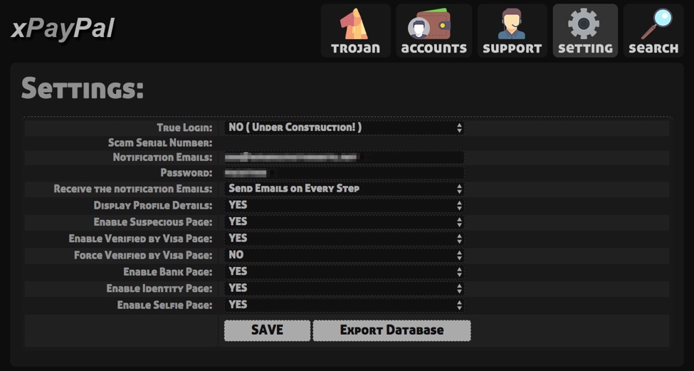 Phishing kit backend