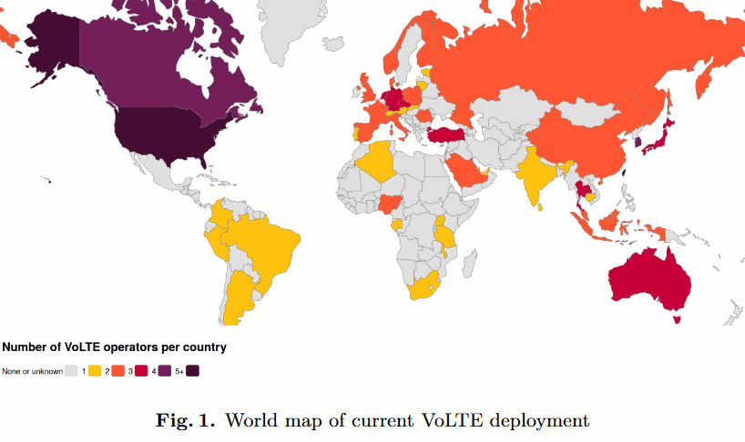 World map of VoLTE deployment