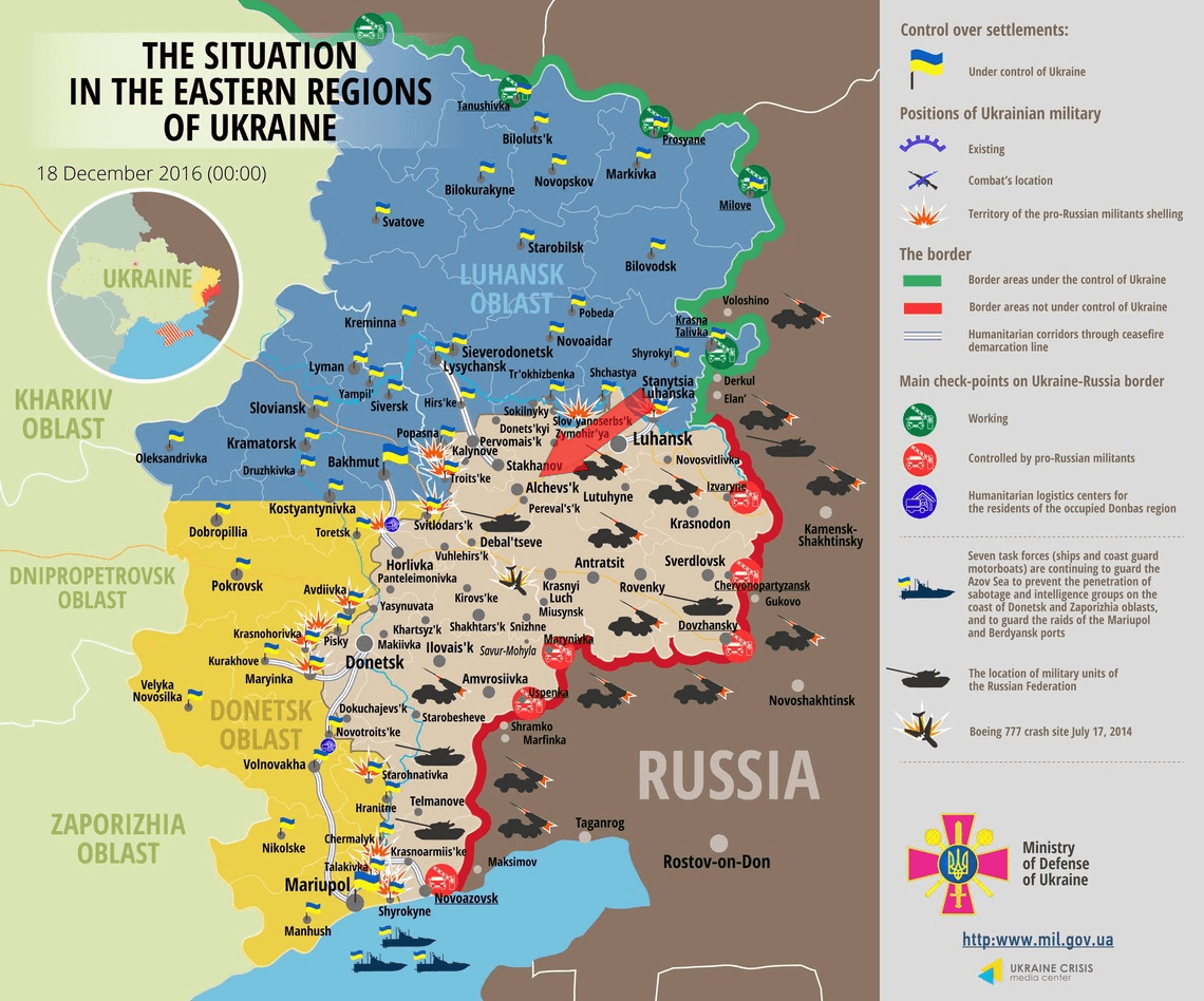 Ucrania mapa del conflicto [18 de diciembre de, de 2016]