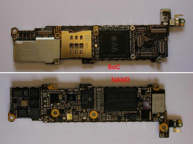 iPhone 5c mainboard and NAND chip
