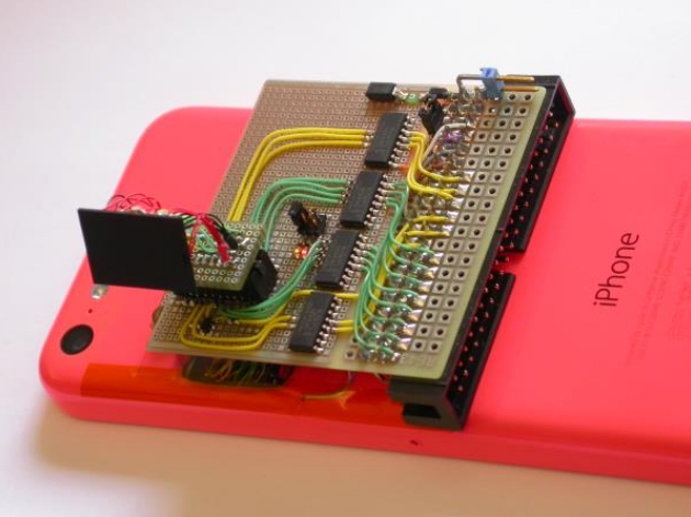iPhone 5c with intermediate board for eavesdropping