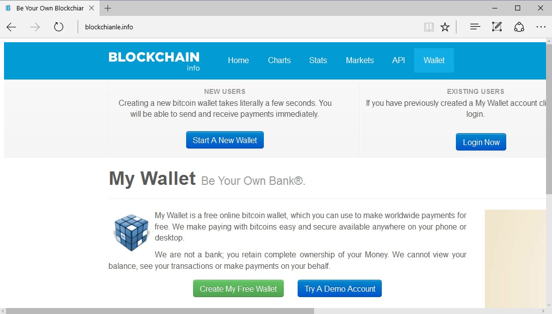 Bitcoin phishing page