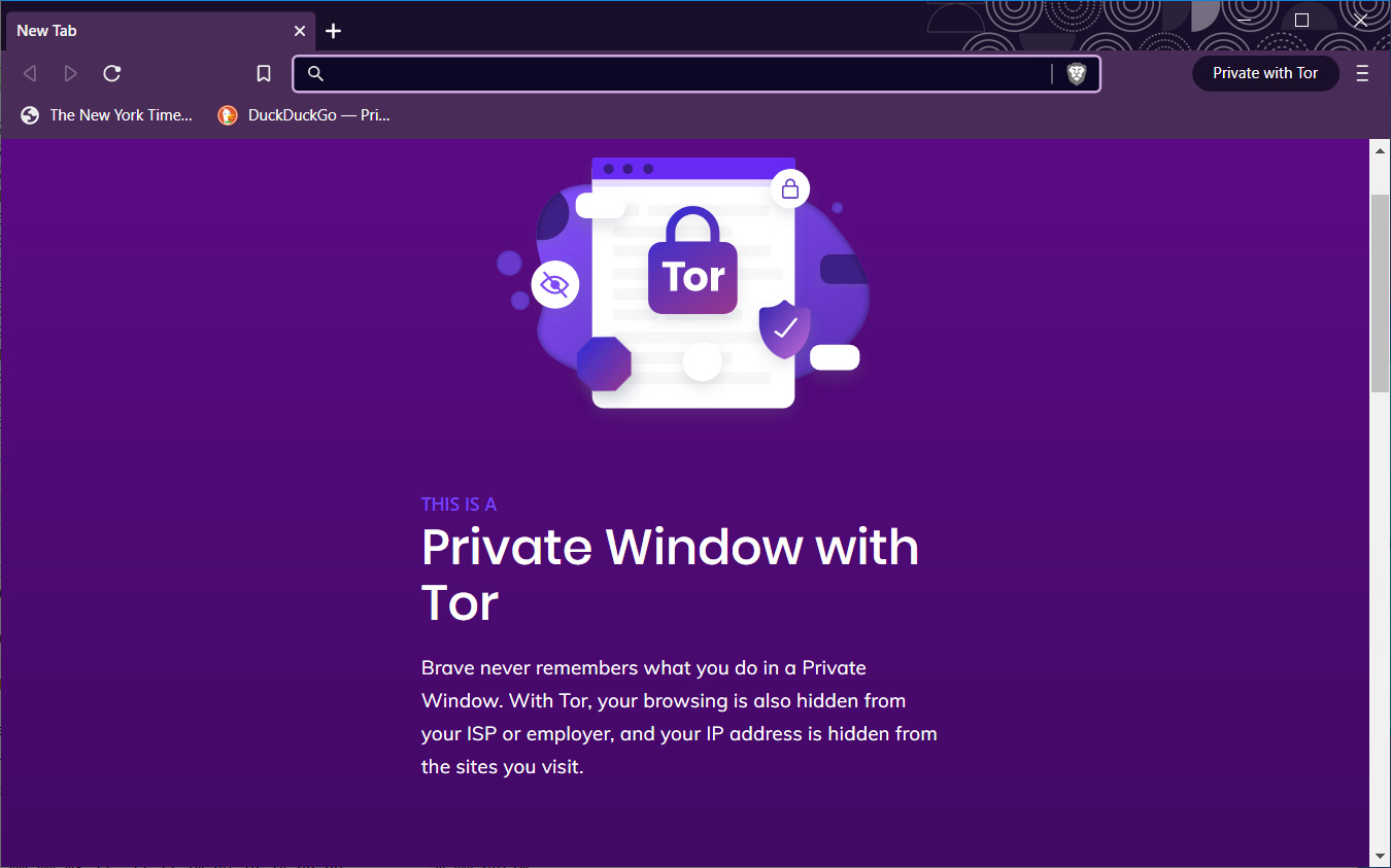 Brave's Private Windows with Tor browsing mode