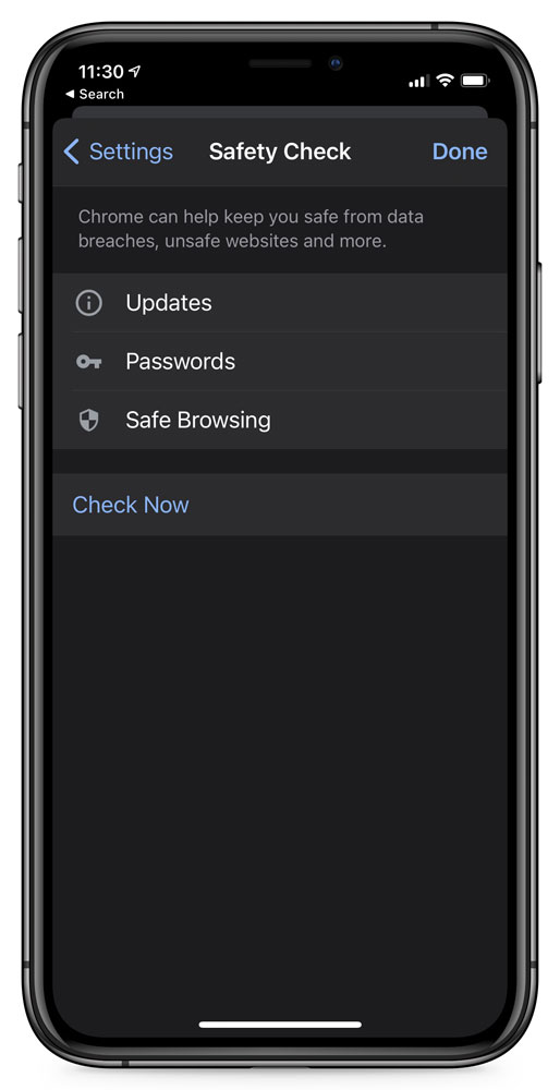 Chrome Mobile Safety Check