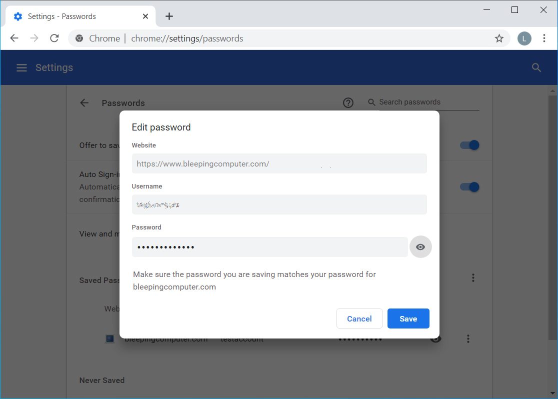 Edit password feature