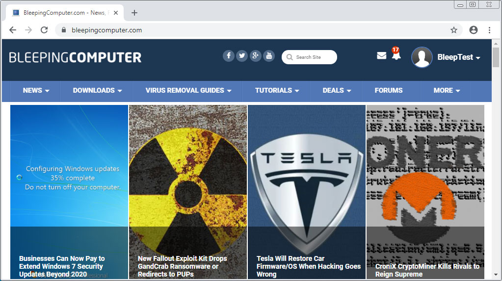 www subdomain stripped from www.bleepingcomputer.com