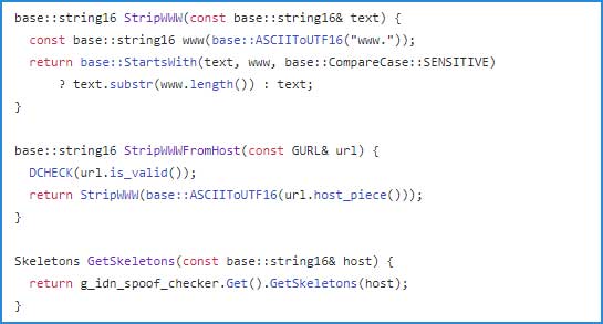 Chrome 70 source code only stripping the WWW subdomain