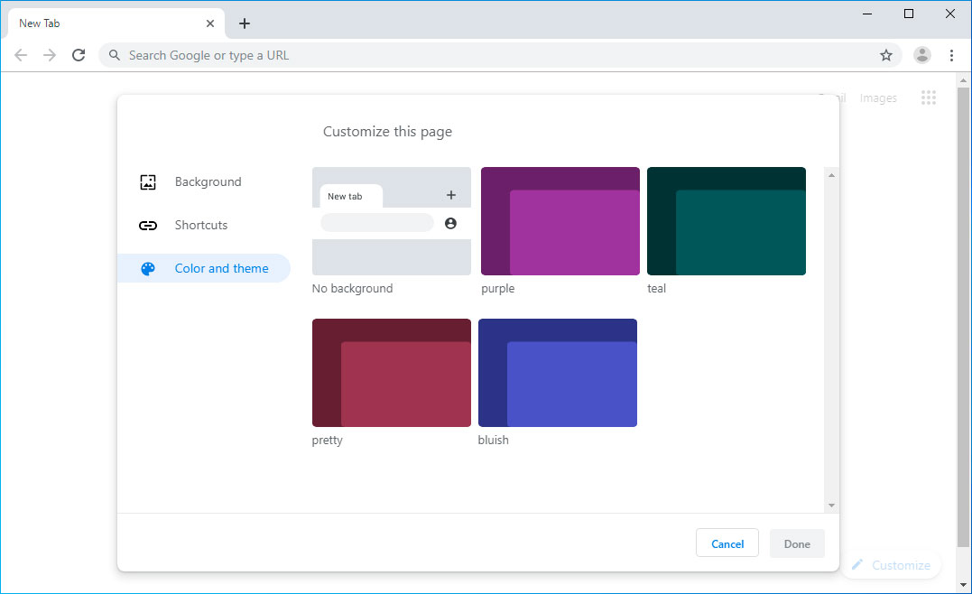 Color and theme section