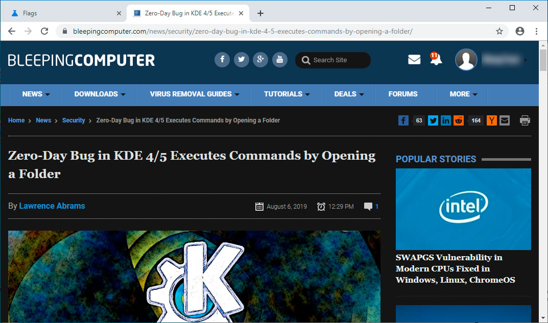 Forced Dark Mode on BleepingComputer.com Forced Dark Mode on BleepingComputer.com
