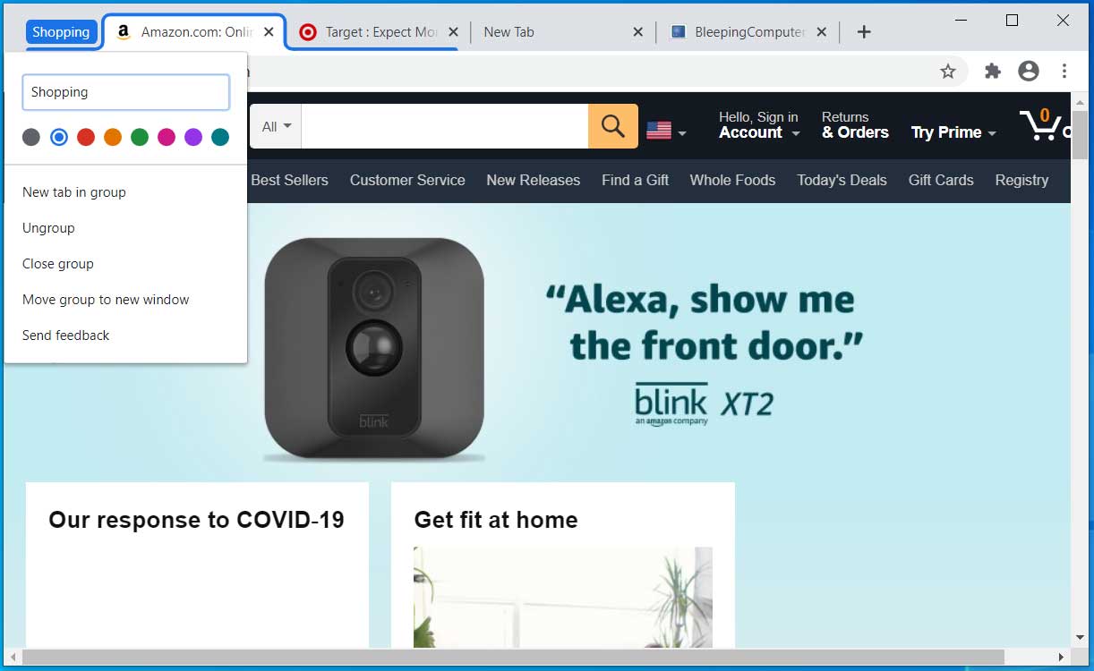 New Tab Group feature