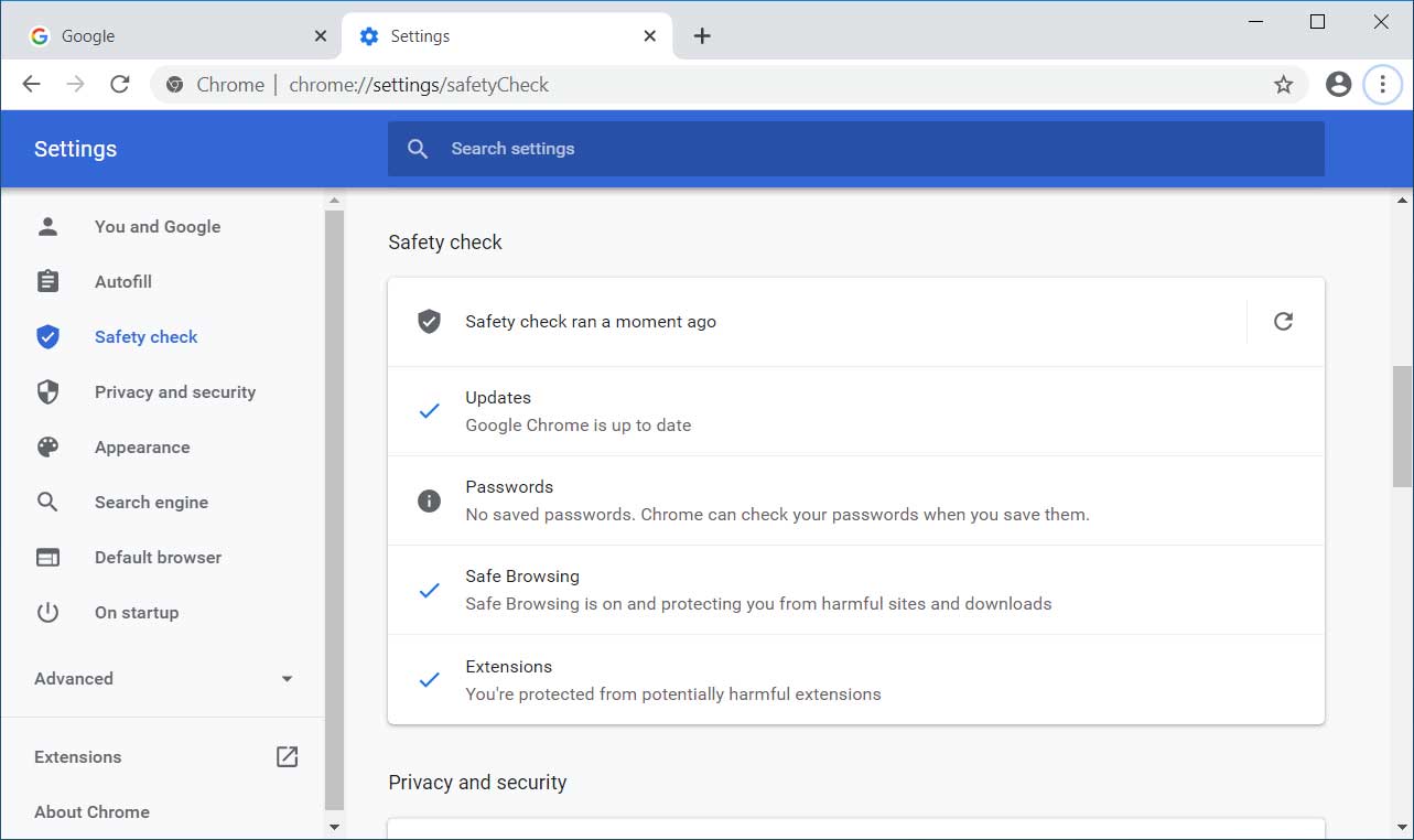 New Safety check feature