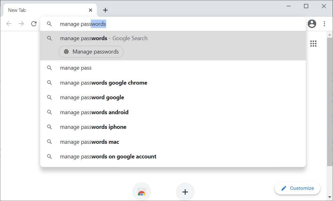Manage passwords