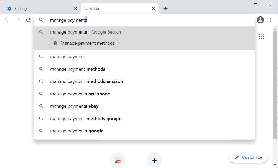 Manage payment methods