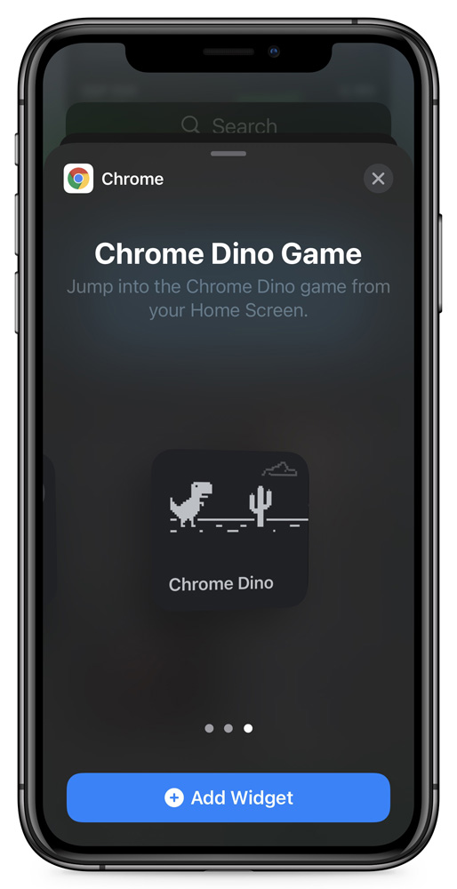 Adding the Dinosaur Game widget