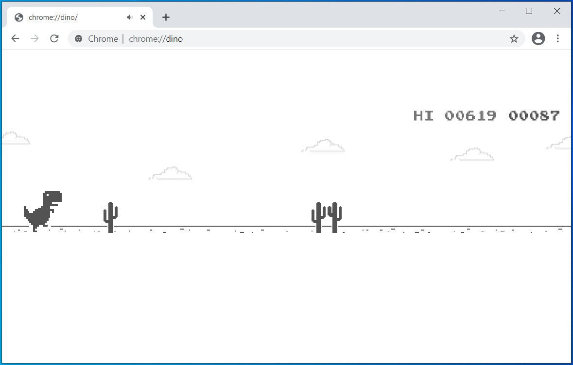 Google Chrome's Dinosaur Game on desktop