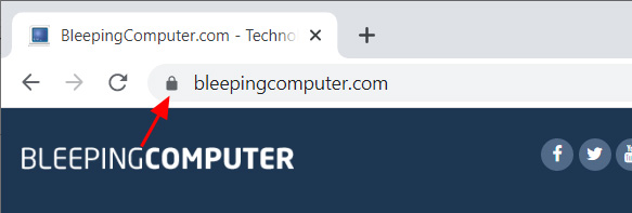 Security indicator shown in address bar