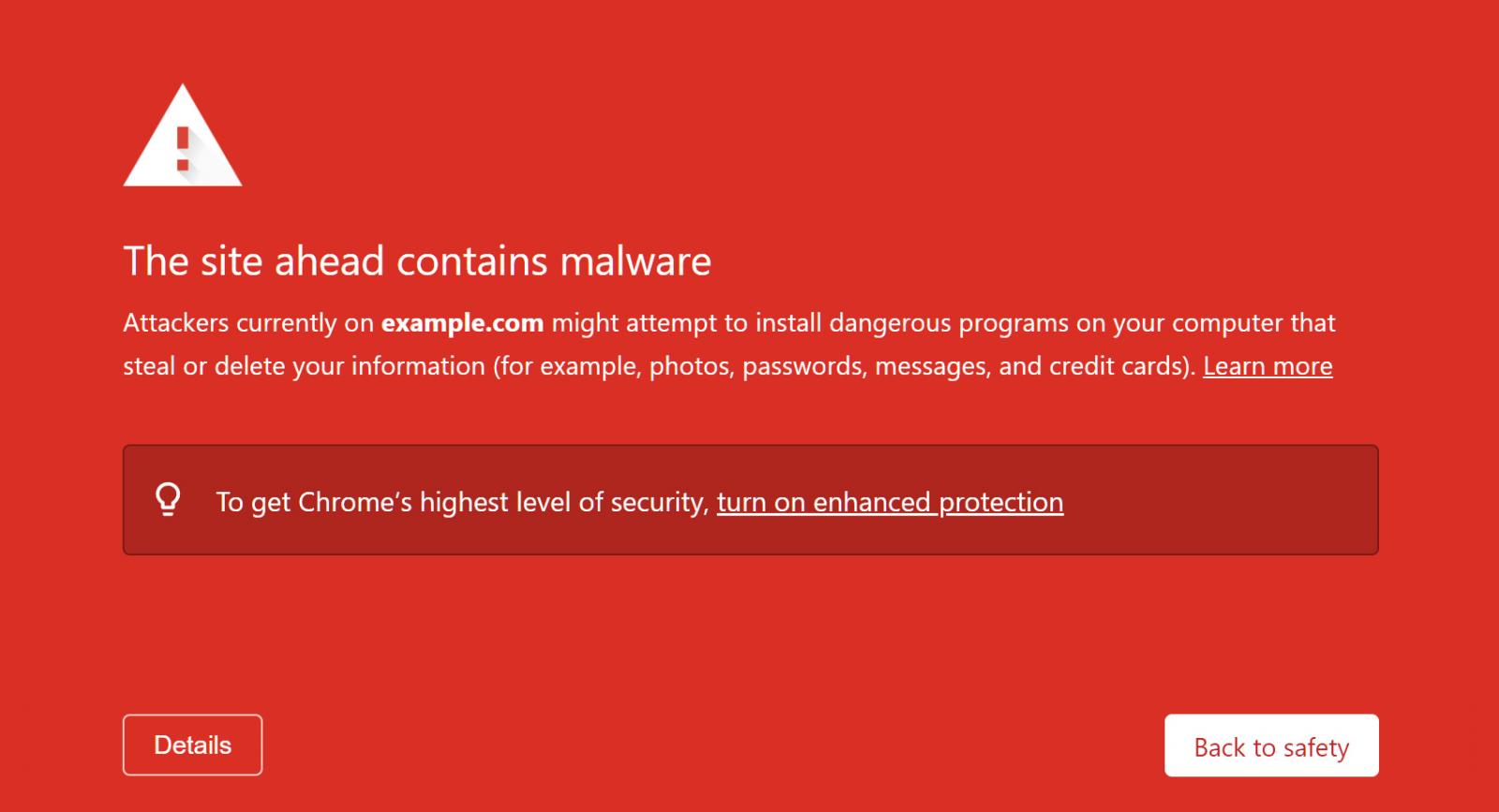 Google Safe Browsing malware alert