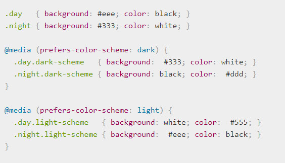 CSS example of prefers-color-scheme