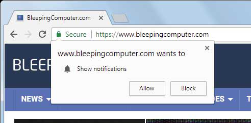 Example browser notification dialog created as a test