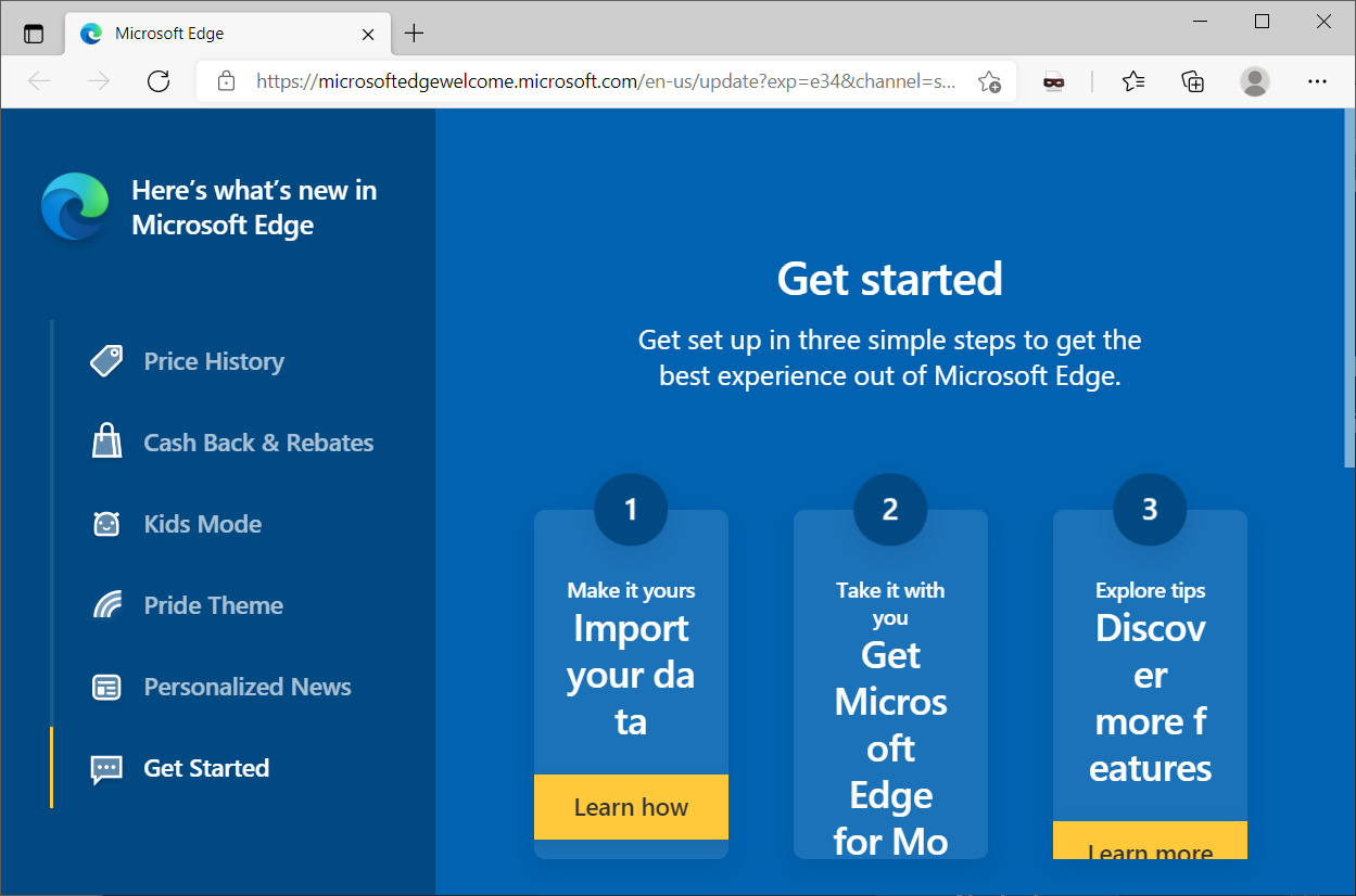 New features in Microsoft Edge 91