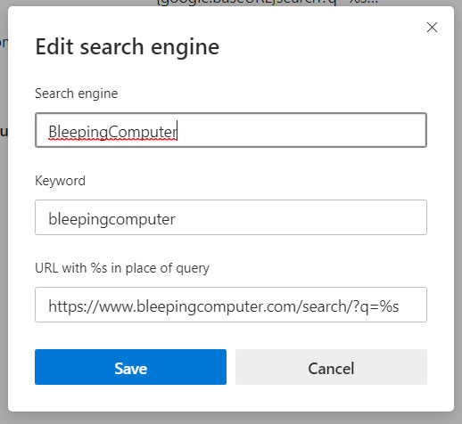 Create custom search engine