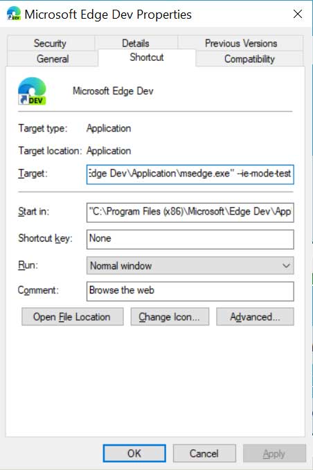 Launch with --ie-mode-test argument