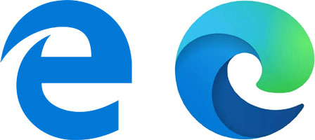 Old and new Microsoft Edge icons
