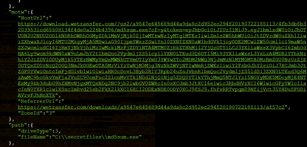 File information sent to Microsoft