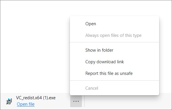 Current Microsoft Edge download controls