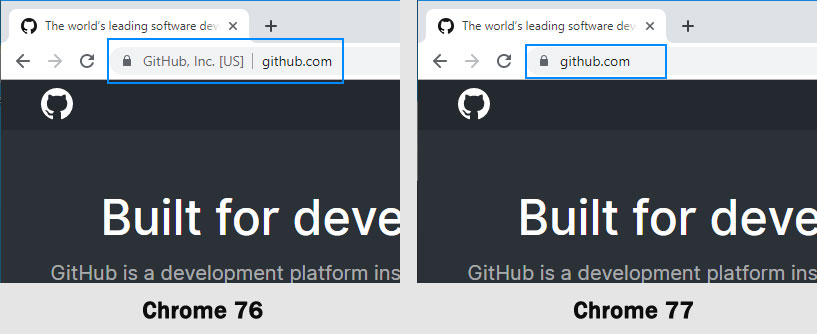 EV Certificate indicators in Chrome 76 and 77