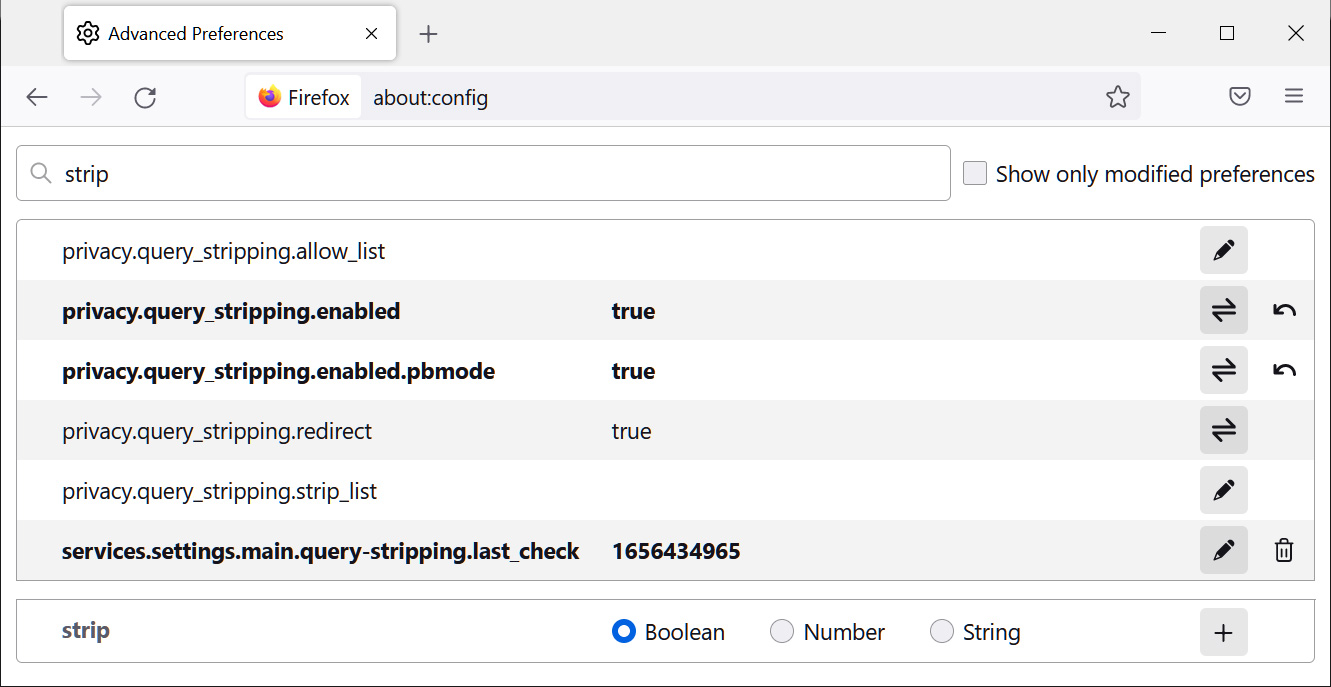 Enable privacy.query_stripping.enabled.pbmode setting